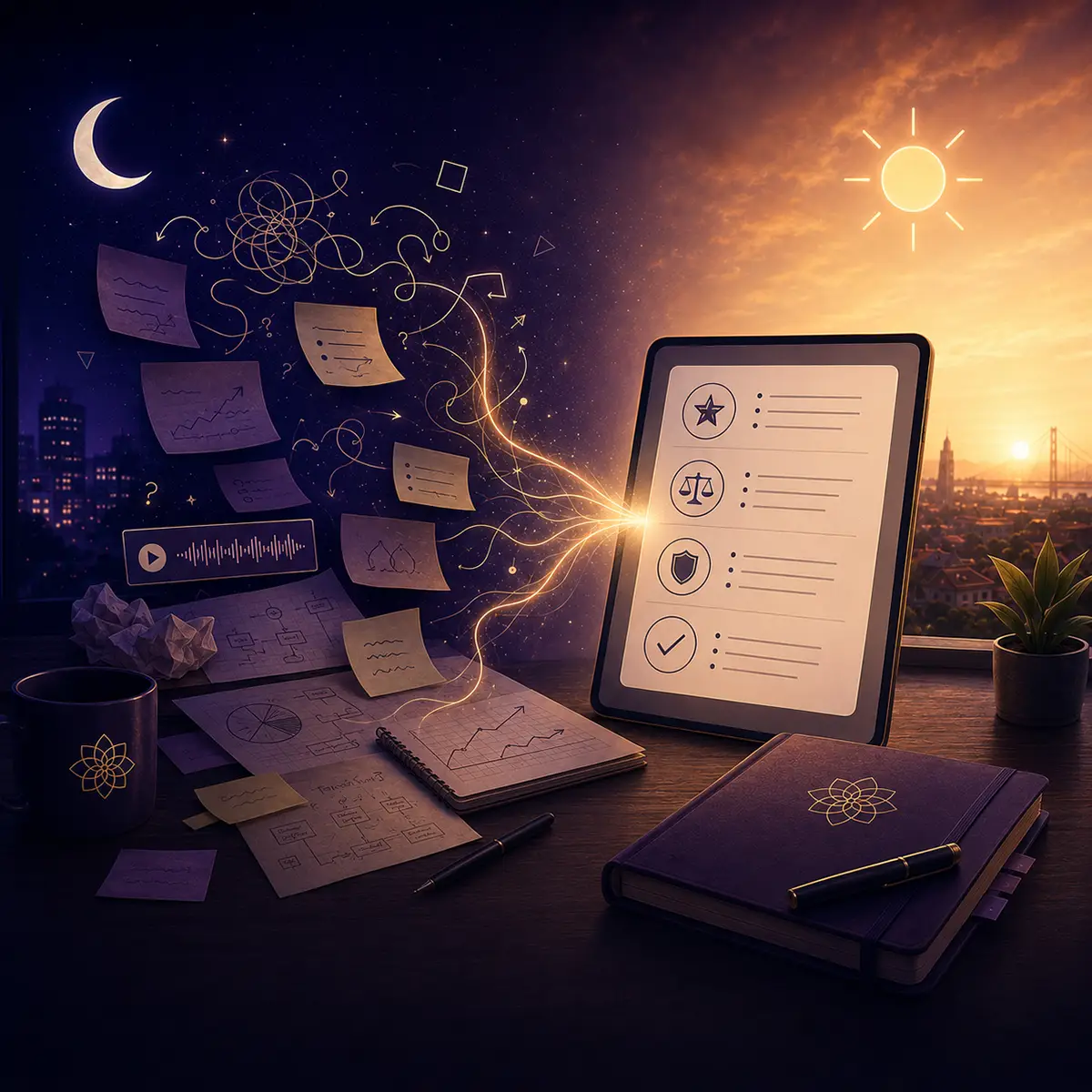 Overnight Founder Clarity: messy context turned into strategic clarity by morning