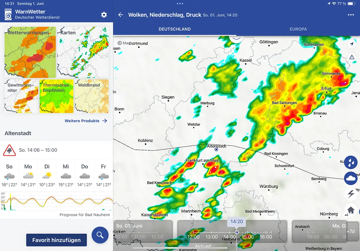 DWD WarnWetter App Screenshot